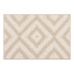 Ivory and beige diamond geometric bath mat for modern bathroom decor - Primeval