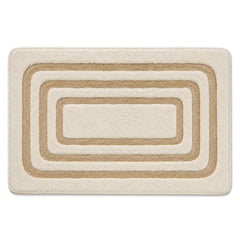 Ivory and beige nested rounded rectangle bath mat for contemporary bathroom decor - Primeval
