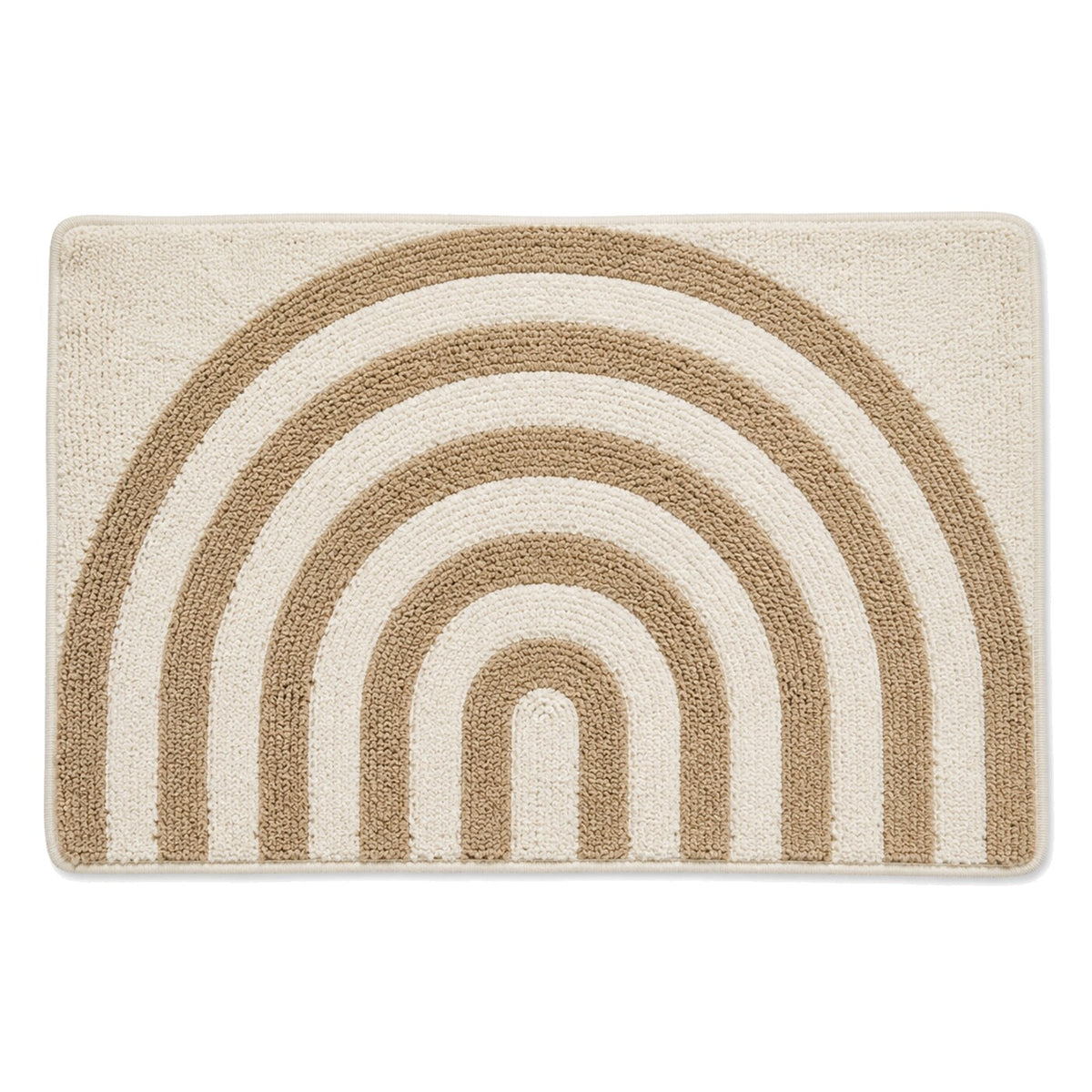 Ivory and beige rainbow arch bath mat for soft neutral bathroom decor - Primeval