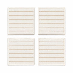 Ivory beige striped cotton coaster set on a clean white background