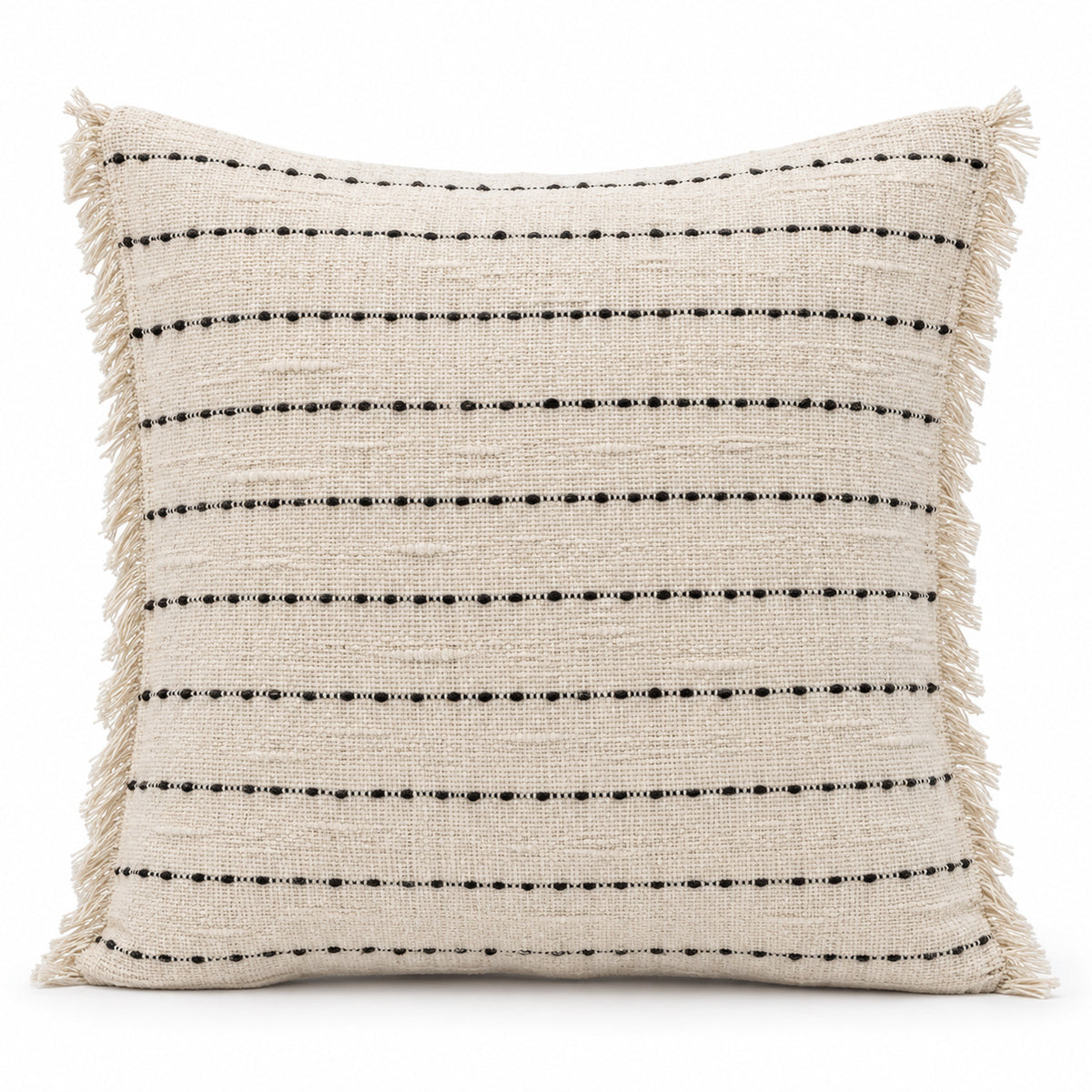 Ivory & Black Dotted Handwoven Cushion Cover – 45 x 45 cm