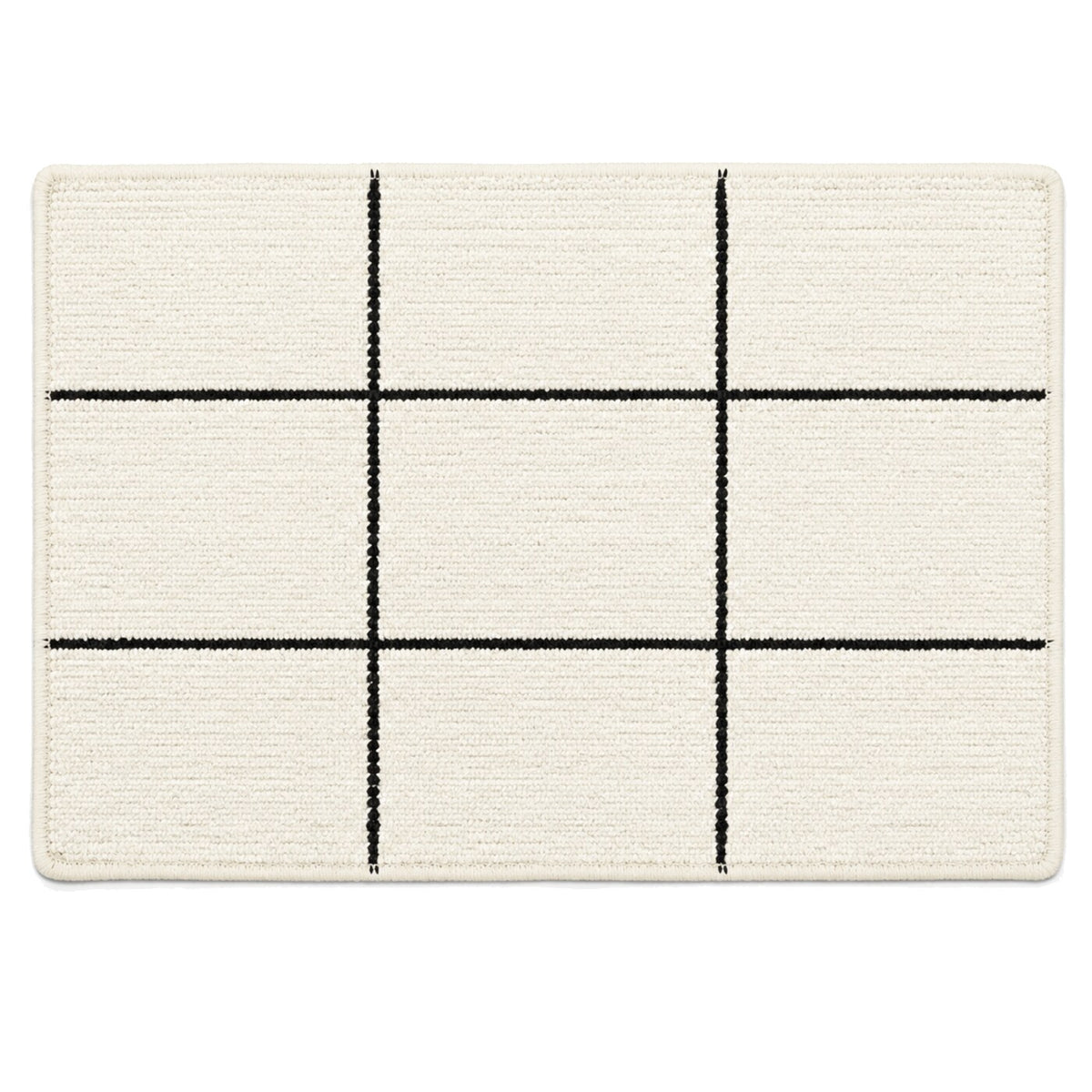 Ivory and black grid bath mat for minimalist bathroom decor - Primeval