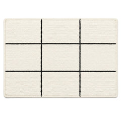 Ivory and black grid bath mat for minimalist bathroom decor - Primeval