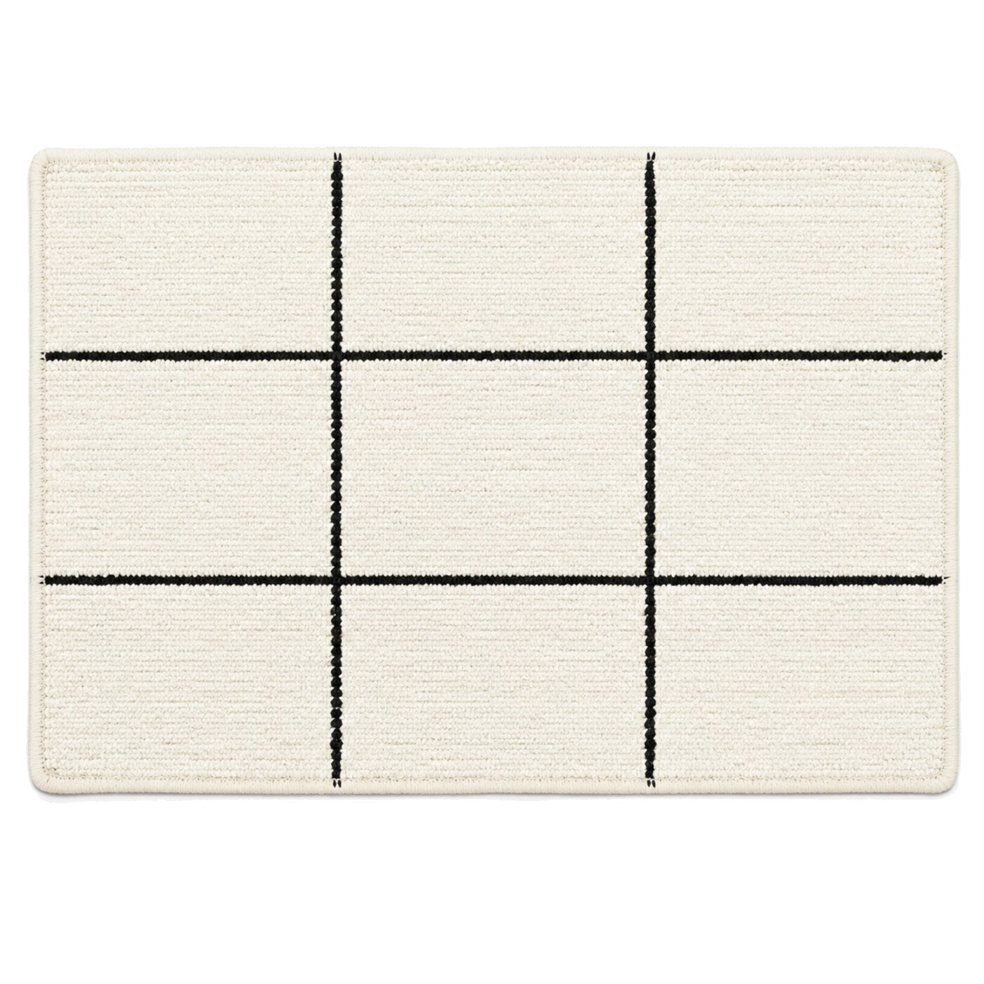 Ivory and black grid bath mat for minimalist bathroom decor - Primeval