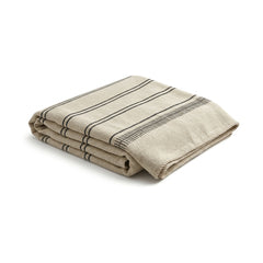 Ivory and black pinstripe handwoven cotton throw 130×170 cm by Primeval