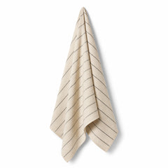 Ivory and black striped handloom cotton hammam towel 90x180 cm on white background