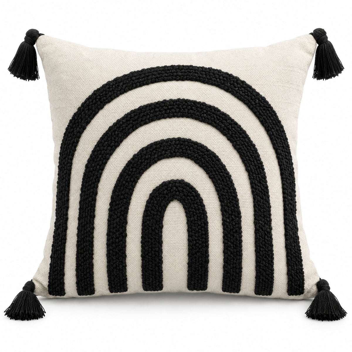 Ivory & Black Tufted Rainbow Arch Cushion Cover – 45 x 45 cm