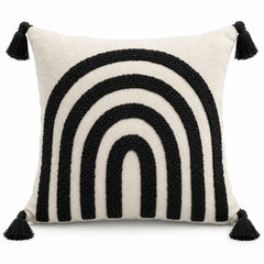 Ivory & Black Tufted Rainbow Arch Cushion Cover – 45 x 45 cm