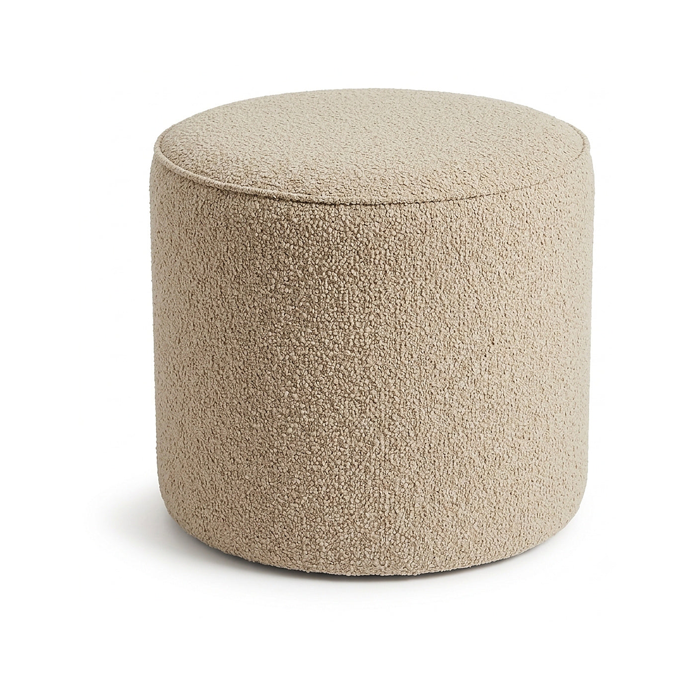Ivory bouclé-style cylinder pouf by Primeval