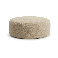 Ivory bouclé-style round pouf by Primeval