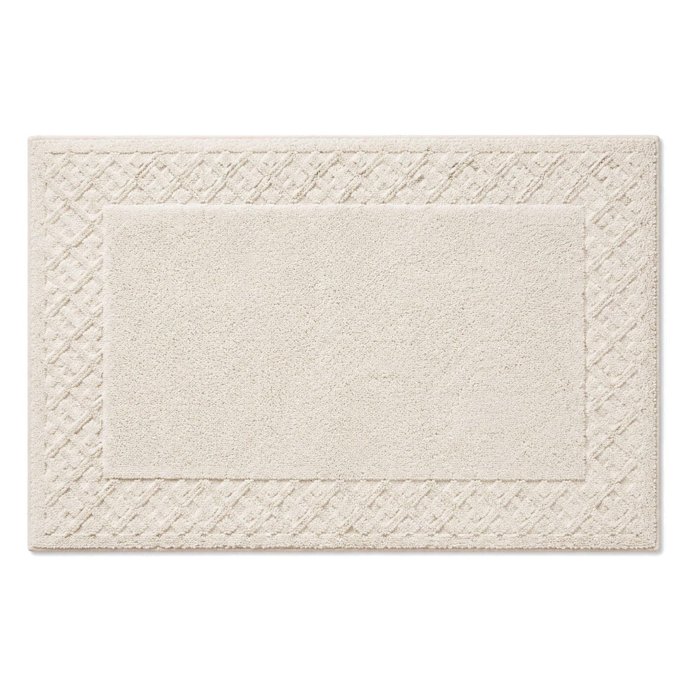 Ivory braided border bath mat for classic neutral bathroom decor - Primeval