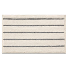 Ivory and charcoal horizontal stripe bath mat for modern bathroom decor - Primeval