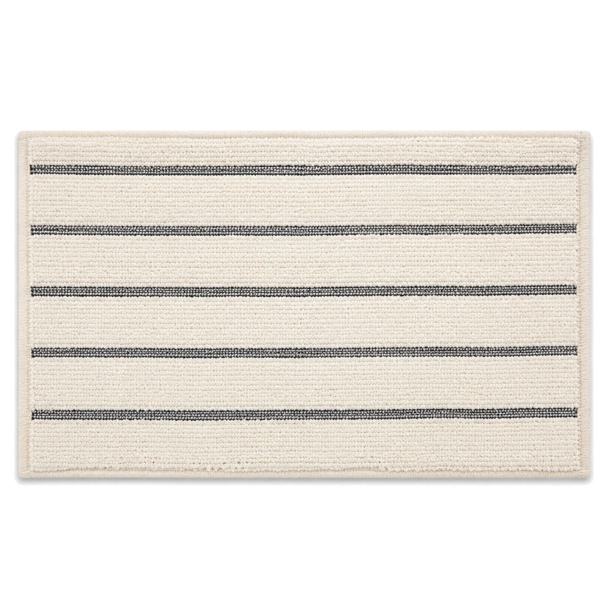 Ivory and charcoal horizontal stripe bath mat for modern bathroom decor - Primeval