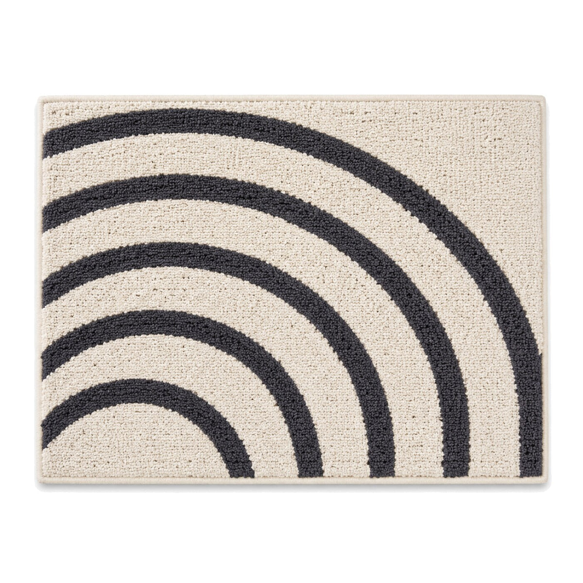Ivory and charcoal rainbow arc bath mat for modern bathroom decor - Primeval