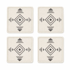 Ivory charcoal Scandinavian geometric coaster set on a clean white background