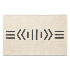 Ivory and charcoal tribal line bath mat for modern bathroom decor - Primeval
