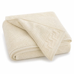 Ivory chevron dobby cotton terry bath towel 70x140 cm