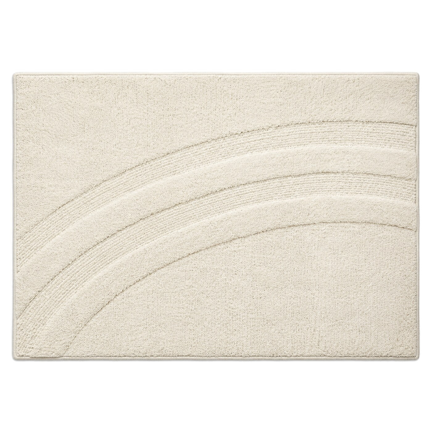 Ivory curved arc line bath mat for contemporary bathroom decor - Primeval