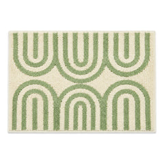 Ivory and green repeating arch bath mat for modern geometric bathroom decor - Primeval
