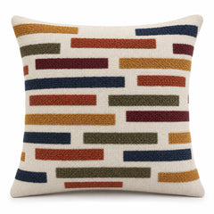 Handwoven Ivory Multicolor Geometric Bar Cushion Cover – 45 x 45 cm