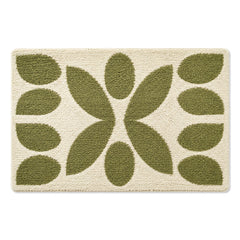 Ivory and olive botanical geometric bath mat for nature inspired bathroom decor - Primeval