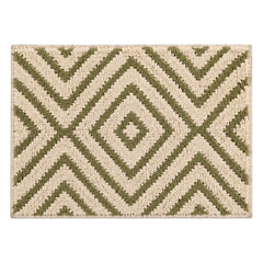 Ivory and olive diamond chevron bath mat for geometric bathroom decor - Primeval