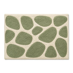 Ivory and olive pebble organic bath mat for nature-inspired modern bathroom decor - Primeval