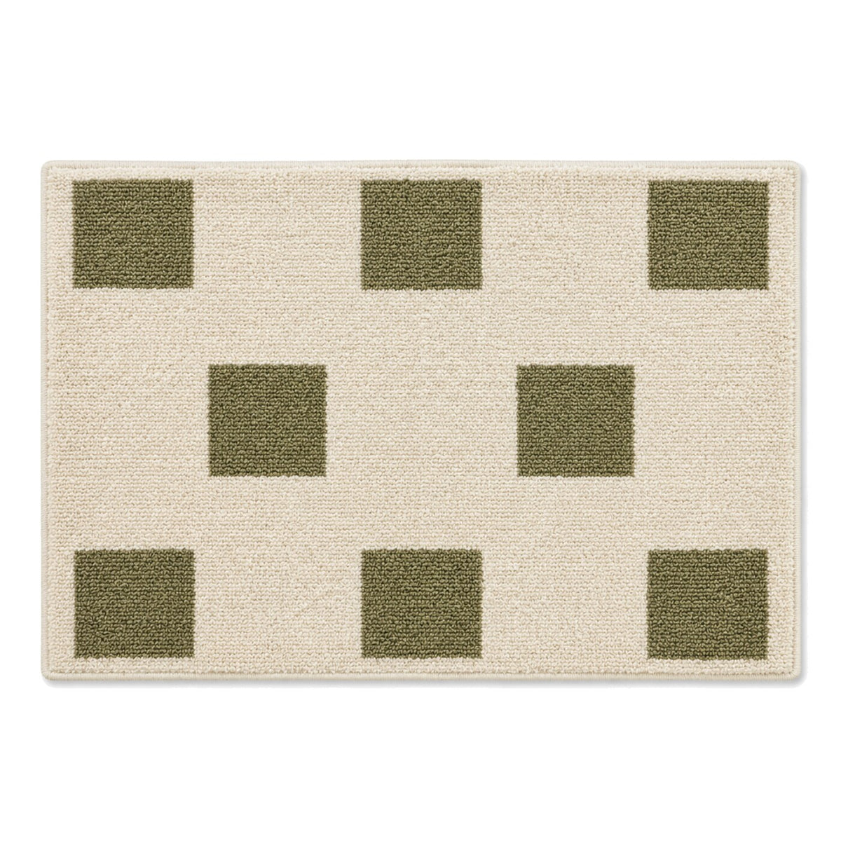 Ivory and olive square block bath mat for modern geometric bathroom decor - Primeval
