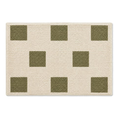 Ivory and olive square block bath mat for modern geometric bathroom decor - Primeval