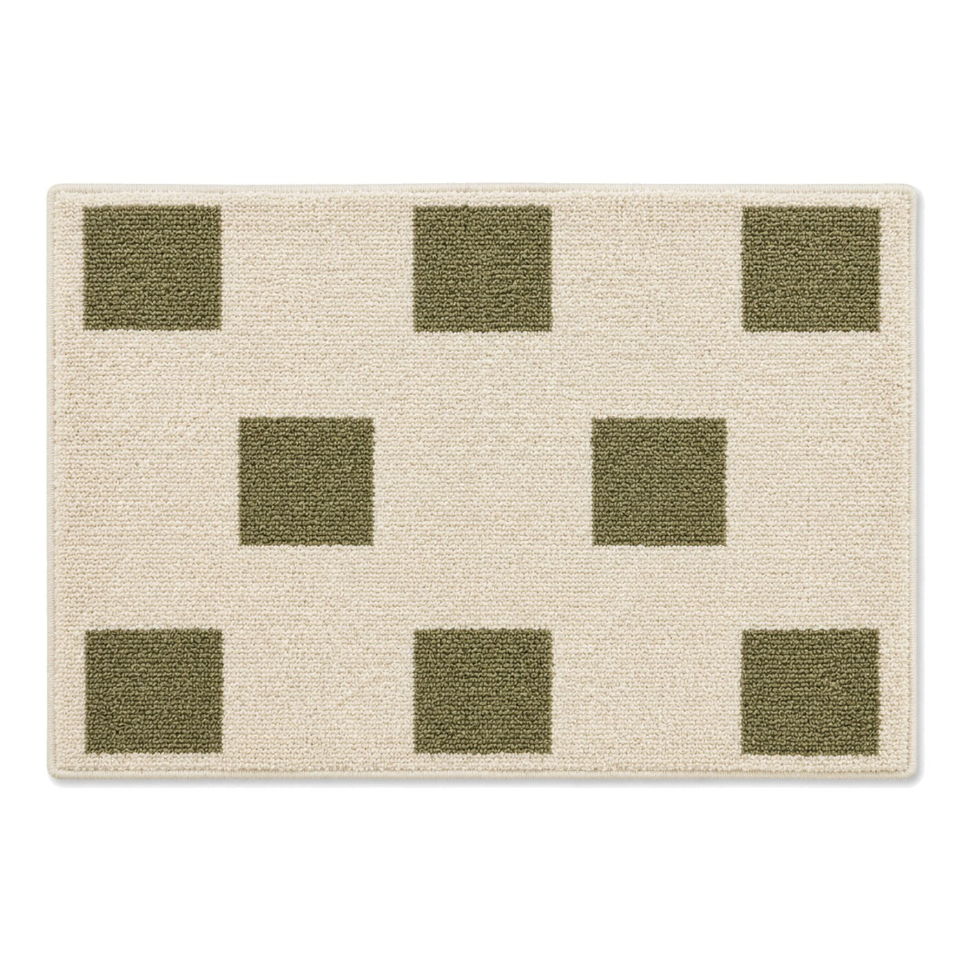 Ivory and olive square block bath mat for modern geometric bathroom decor - Primeval
