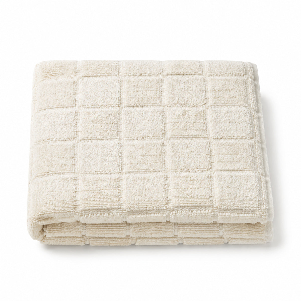 Ivory raised checkerboard cotton terry bath towel 70x140 cm for textured luxury spa linen