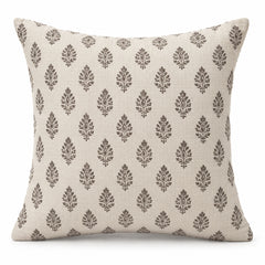 Printed Paisley Cushion Cover – Ivory & Taupe Traditional Motif Design – 45 x 45 cm