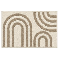 Ivory and taupe multi arch bath mat for contemporary bathroom decor - Primeval