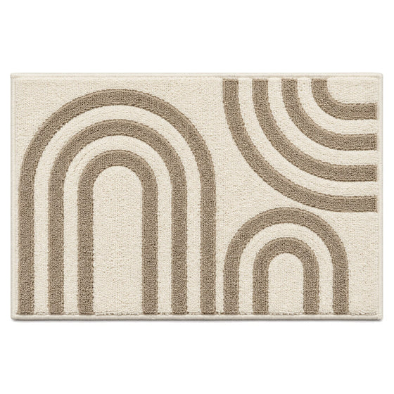 Ivory and taupe multi arch bath mat for contemporary bathroom decor - Primeval