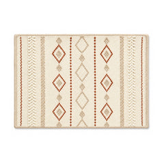 Ivory and terracotta boho diamond textured bath mat on white background