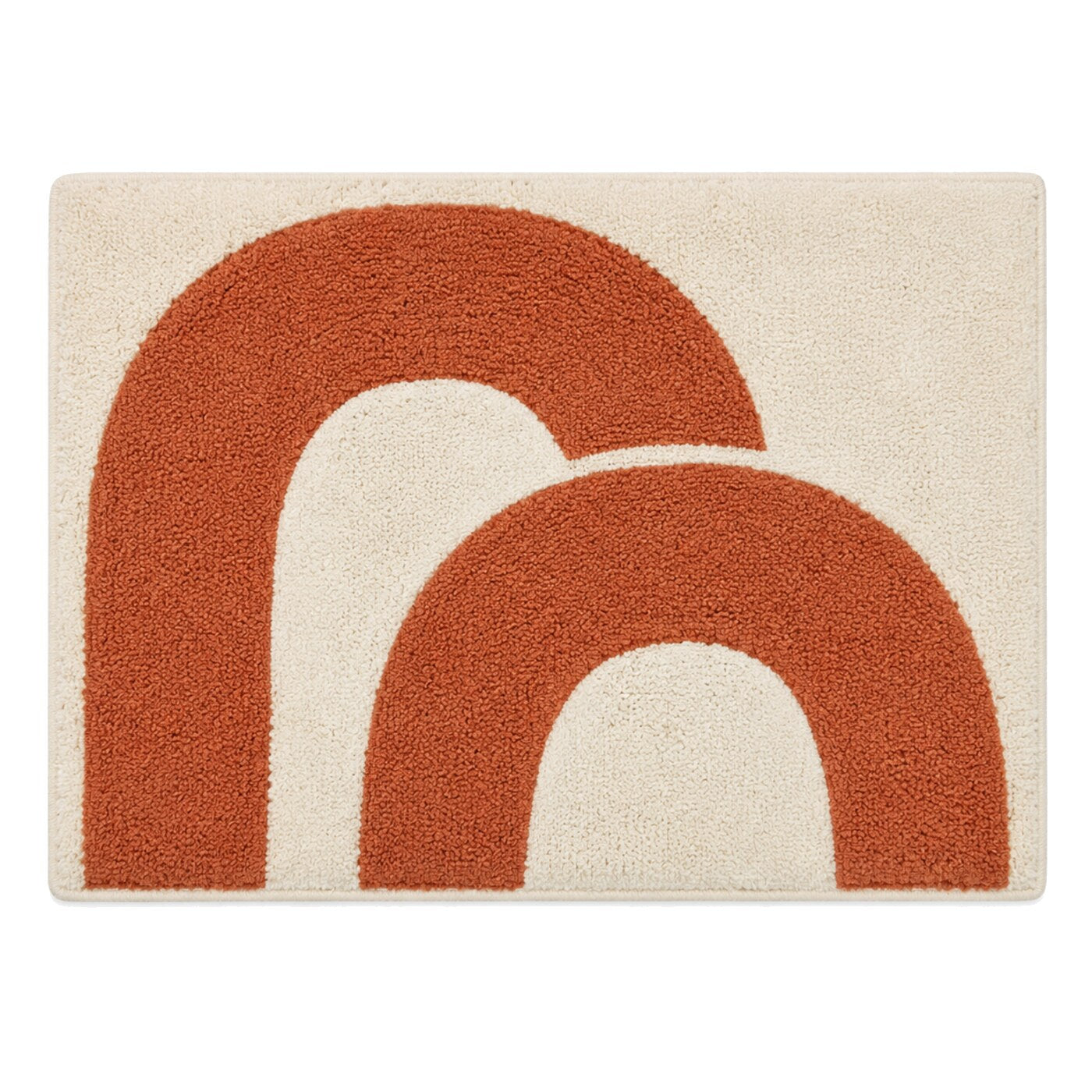 Ivory and terracotta double arch bath mat for warm modern bathroom decor - Primeval