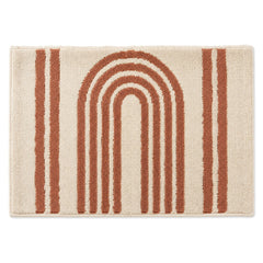 Ivory and terracotta rainbow stripe bath mat for contemporary bathroom decor - Primeval