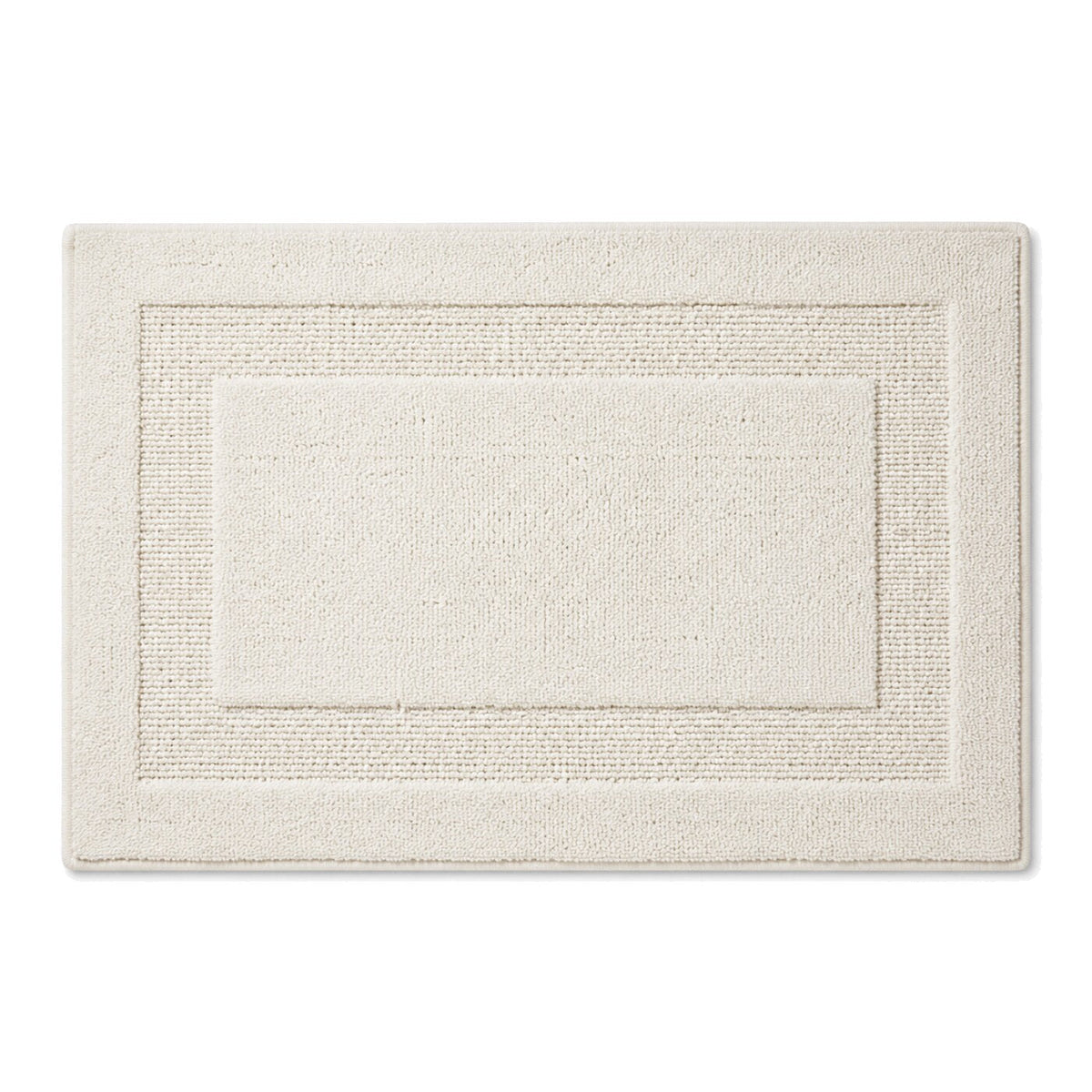 Ivory textured border bath mat in a neutral minimalist style - Primeval
