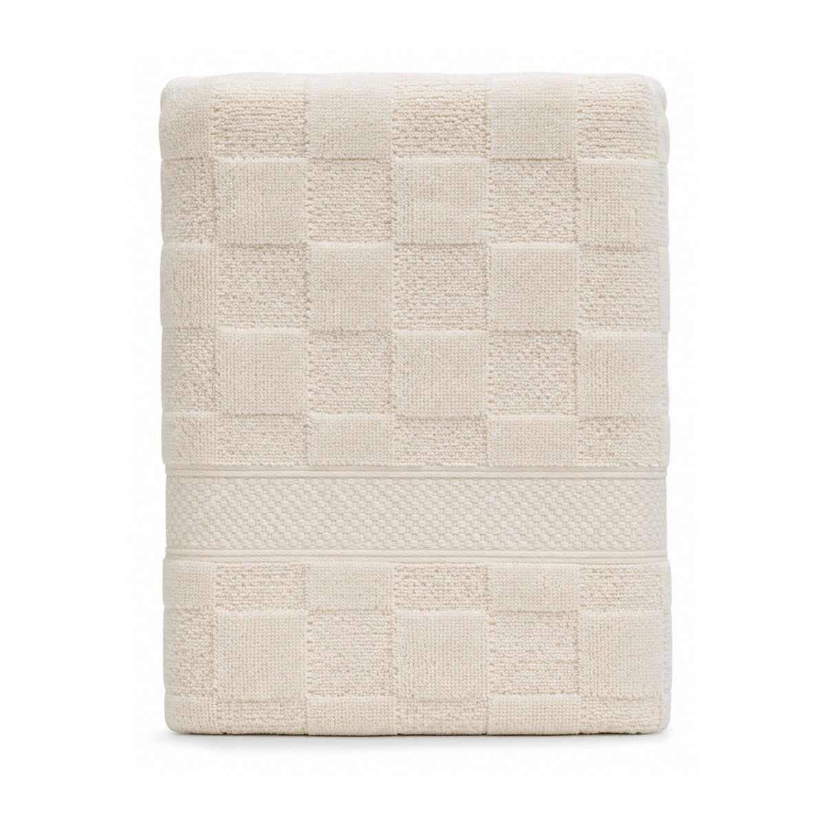 Ivory checkerboard textured bath towel for premium neutral bathroom collections