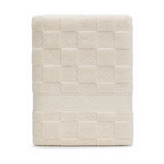 Ivory checkerboard textured bath towel for premium neutral bathroom collections