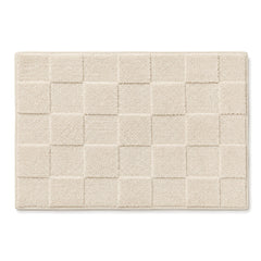 Ivory tonal checkerboard bath mat for modern neutral bathroom decor - Primeval