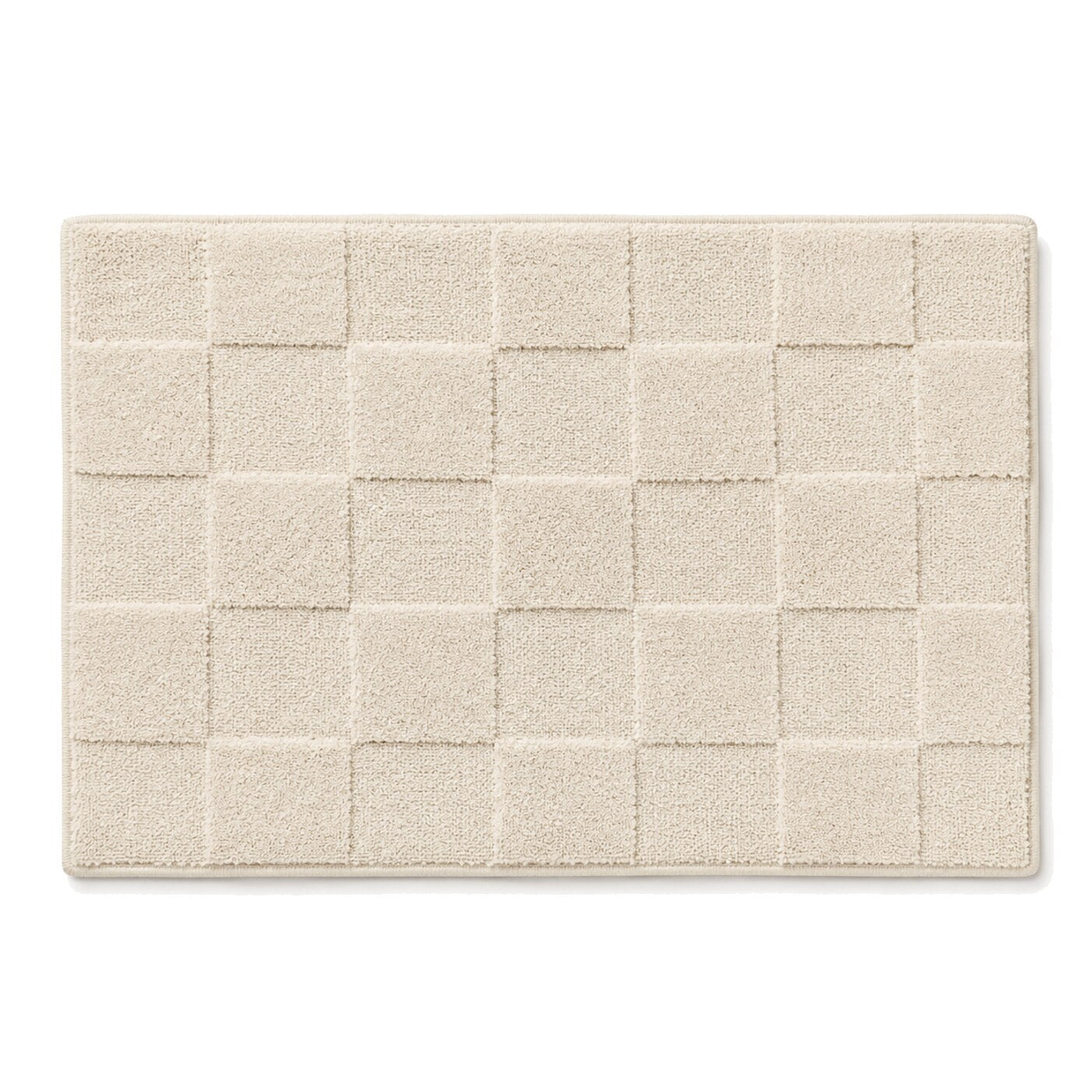 Ivory tonal checkerboard bath mat for modern neutral bathroom decor - Primeval