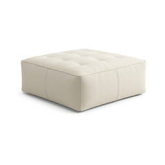 Ivory tufted cushion-top low square pouf by Primeval