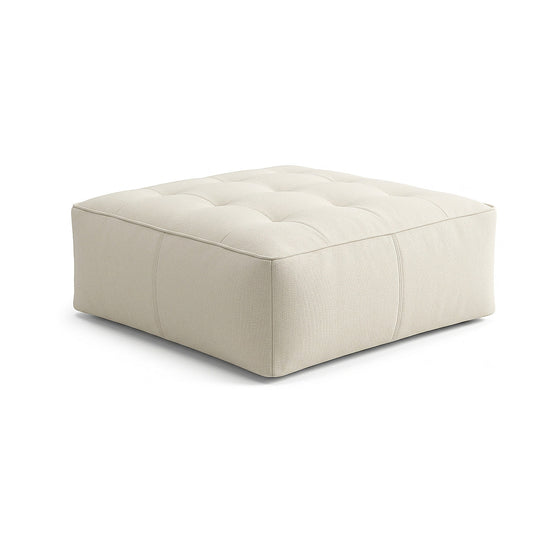Ivory tufted cushion-top low square pouf by Primeval