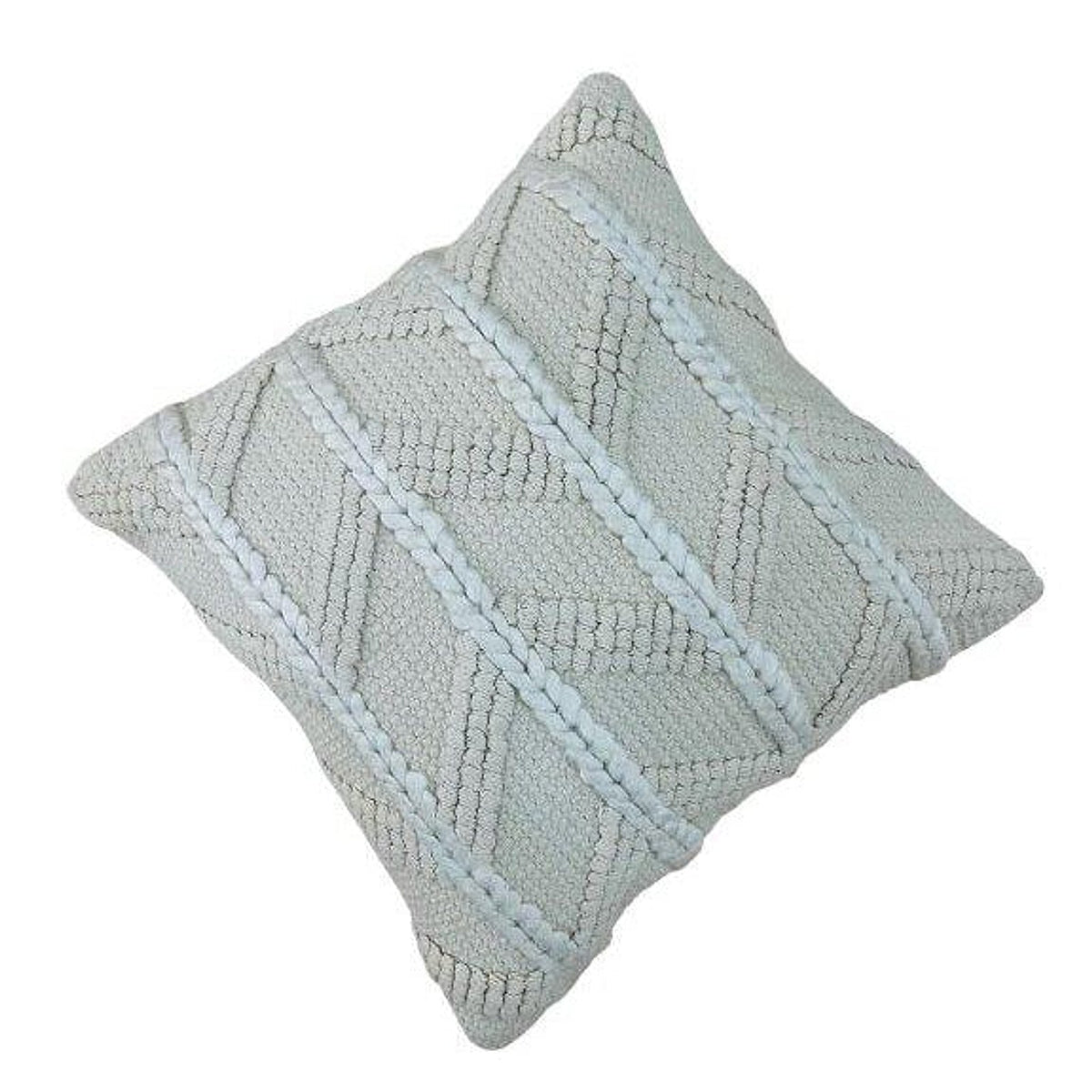 Ivory White Geometric Tufted-Woven Cotton Cushion Cover 45x45 cm