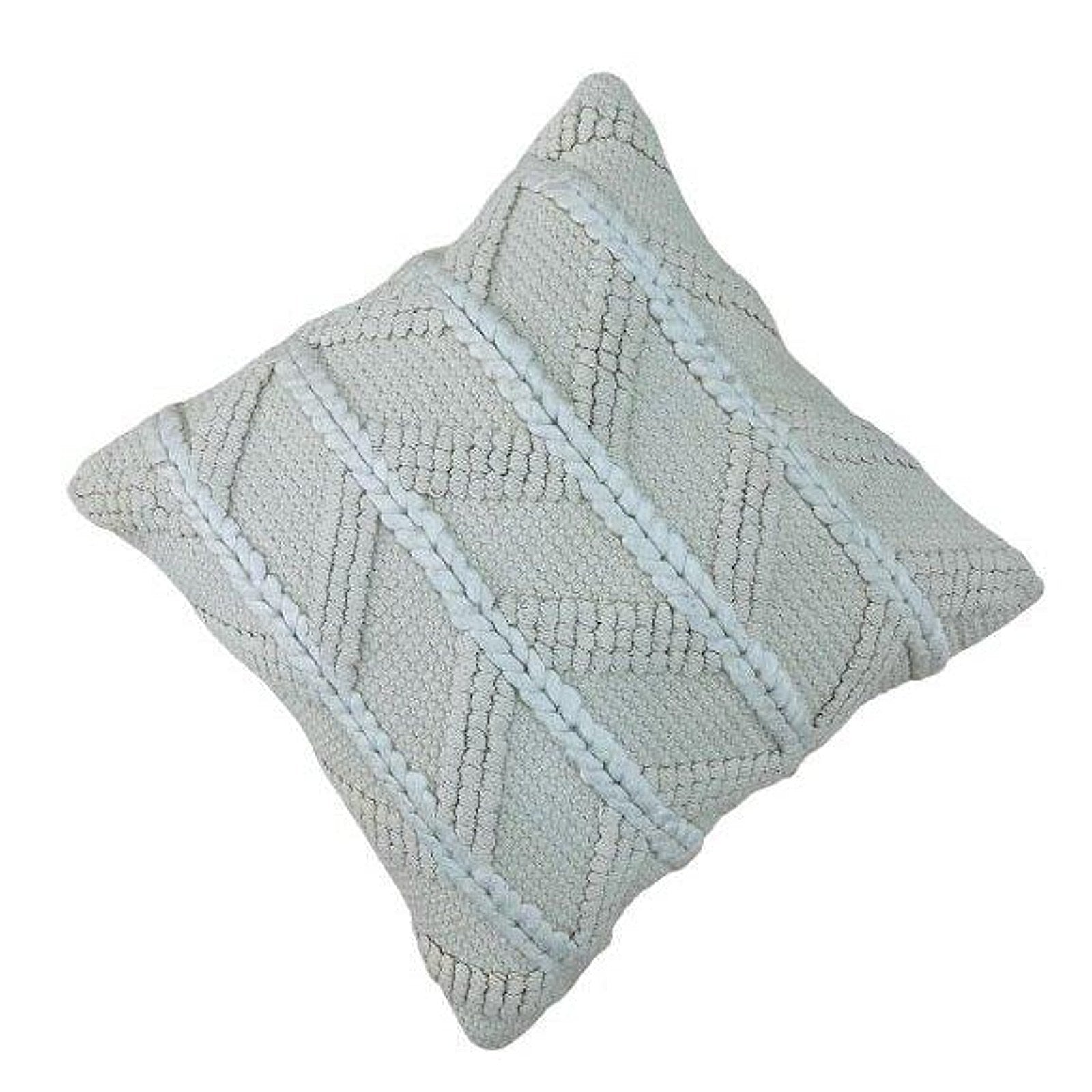 Ivory tufted cotton cushion cover with boho geometric texture, 45 x 45 cm