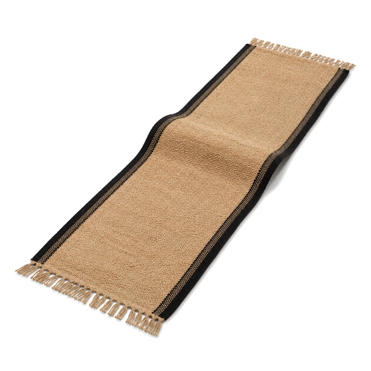 Natural and Black Side Border Jute Table Runner | Primeval