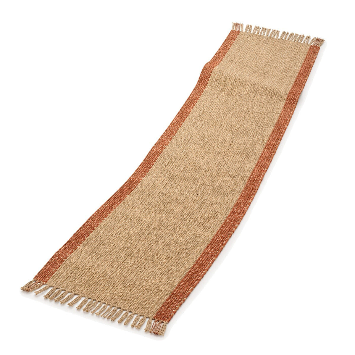 Natural and Terracotta Border Jute Table Runner | Primeval