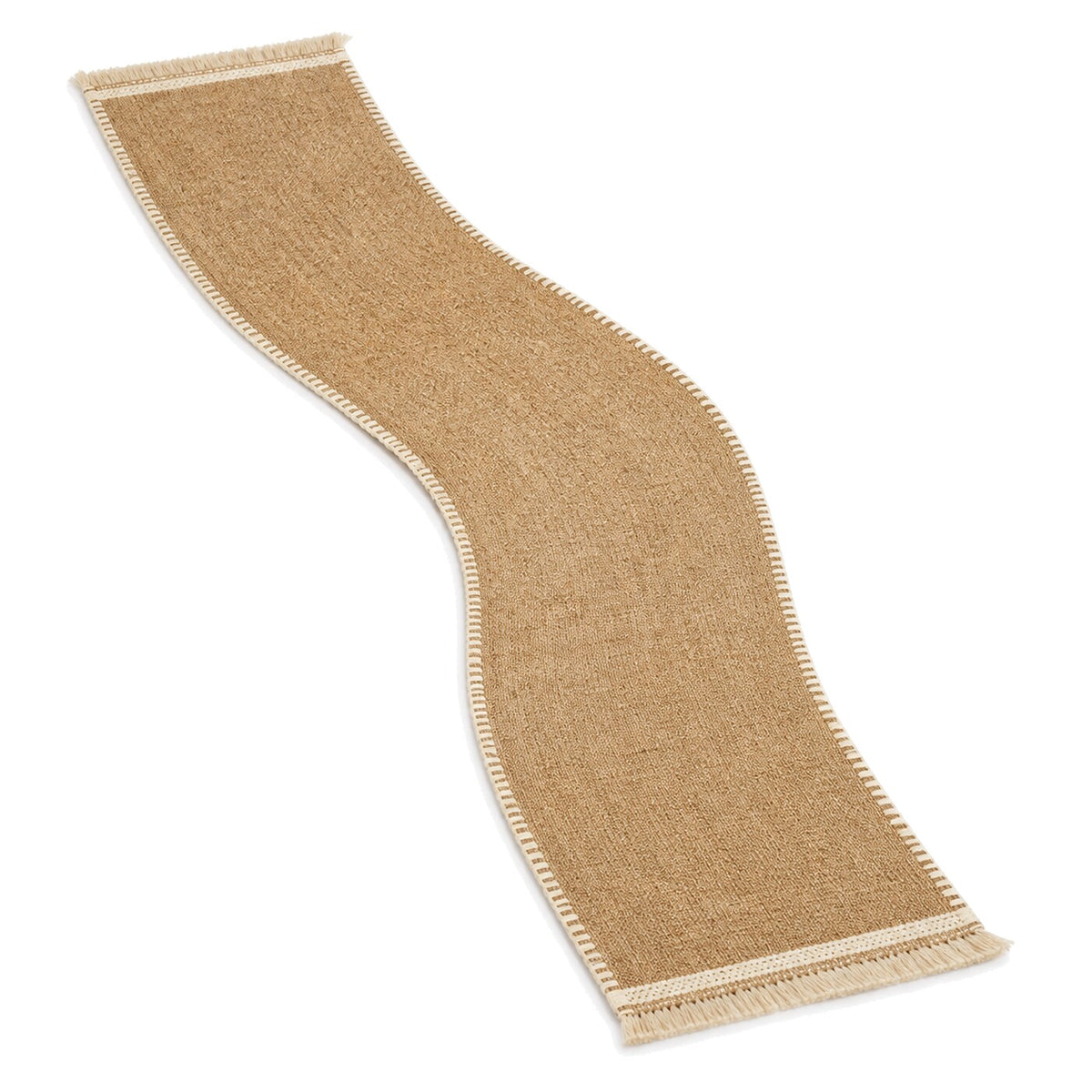 Natural Jute Table Runner with Cream Edge Artisan Weave | Primeval