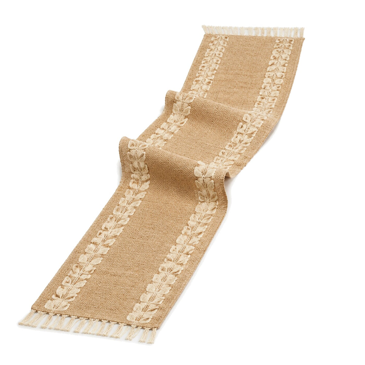 Natural Jute Table Runner with Cream Petal Segments | Primeval